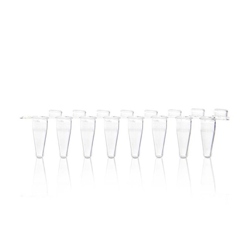 [PK00195 Karton] 0.1mL 8-Streifen PCR-Gefäß mit klarer flacher Kappe' Unsteril125Streifen/Beutel' 1Beutel/Packung' 10Packungen/Karton
