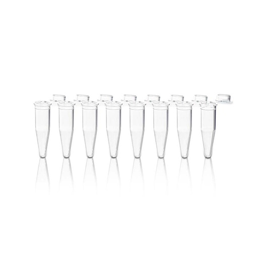 [PK00196 Karton] 0.2mL 8-Streifen PCR-Gefäß mit klarer flacher Kappe' Unsteril125Streifen/Beutel' 1Beutel/Packung' 10Packungen/Karton