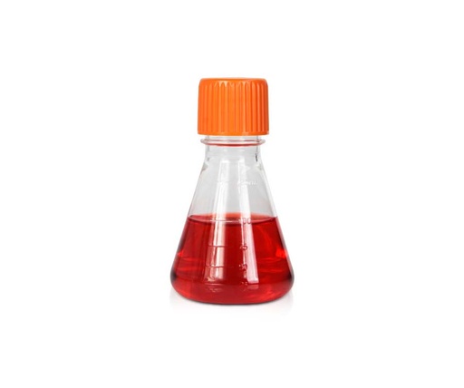 [PK00272 Karton] 125mL PETG Erlenmeyerkolben' Orange Vent Cap' Einzelverpackung' Steril1Stück/Beutel' 50Stück/Karton