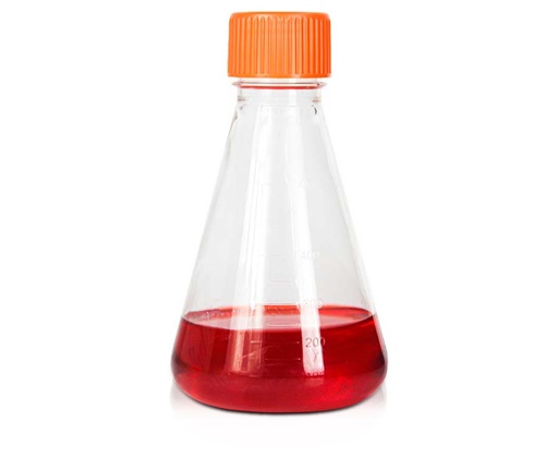 [PK00274 Karton] 500mL PETG Erlenmeyerkolben' Orange Vent Cap' Einzelverpackung' Steril1Stück/Beutel' 25Stücke/Karton