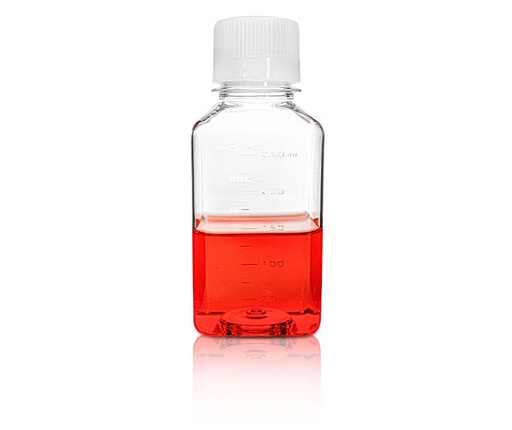 [PK00283 Karton] 250mL PET-Vierkant-Medienflasche mit Siegelverschluss' Steril32Stück/Beutel' 3Beutel/Karton