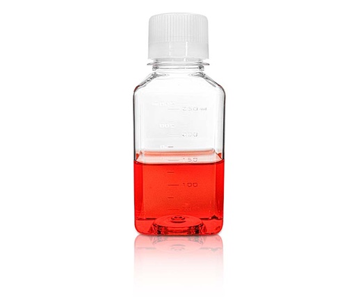 [PK00533 Karton] 250mL PETG Quadratische Medienflasche mit Siegel S crew Cap' Steril24Stück/Behälter' 2Behälter/Beutel' 2Beutel/Karton