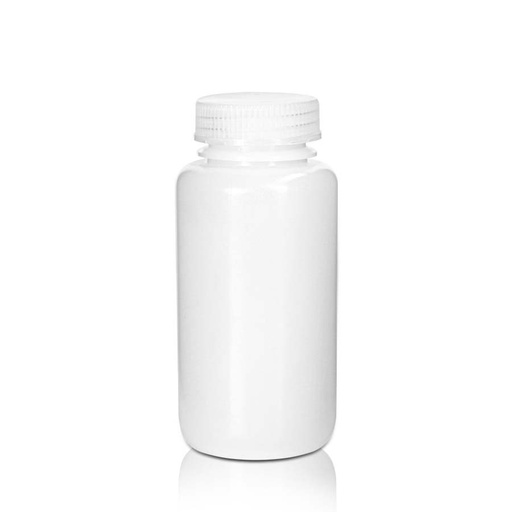 [PK00291 Karton] Reagenzflasche mit Deckel, 250 mL HDPE, Weithals, natur, unsteril, 20 Stück/Beutel, 10 Beutel/Karton