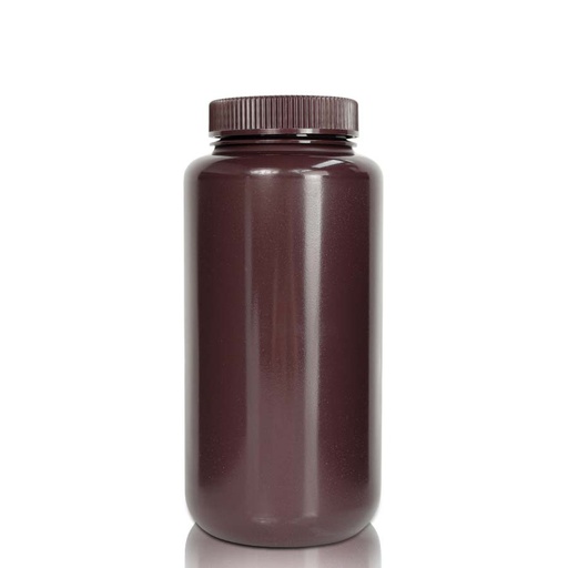 [PK00301 Karton] 1000mL HDPE-Reagenzienflasche und Deckel' Weithals' Bernstein' Unsteril5Stück/Beutel' 10Beutel/Karton