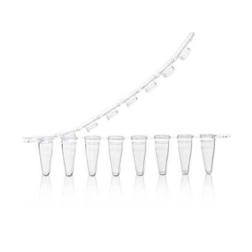 [PK00187] 0,1 mL 8-Strip Clear PCR-Gefäß mit 8-Strip Clear Flat Cap' Unsteril125Strips/Beutel' 1Beutel/Pack' 10 Packungen/Karton