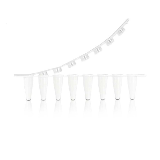 [PK00188] 0,1 mL 8-Streifen weißes PCR-Gefäß mit 8-Streifen klarer flacher Kappe' nicht steril125Streifen/Beutel' 1Beutel/Pack' 10 Packungen/Karton
