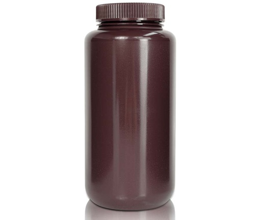 [PK00482] 1000 mL PP-Reagenzienflasche und Deckel' Weithals' Bernstein ' Unsteril5 Stück/Beutel' 10 Beutel/Karton