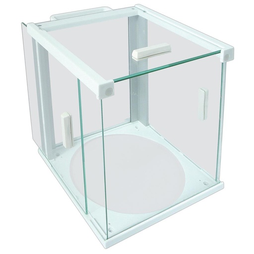[DH.WBA0003] Windschutz aus Glas für Laborwaagen Typ WBA-3200 und WBA-6200, mit 3 Schiebetüren (links, rechts, oben)