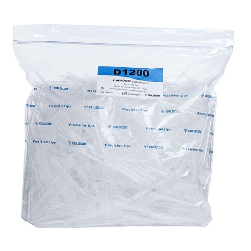 [GIL-F161450] Gilson Diamond Pipetten-Spitzen Tipack DL10, Volumen: 0,1 - 20 µl, Länge: 51,2 mm autoklavierbar, Ecopack, lose Pack = 10 Beutel á 1.000 Stück