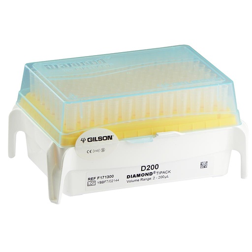 [GIL-F171301] Gilson Diamond Pipetten-Spitzen Tipack D200ST, Volumen: 2 - 200 µl, Länge: 51,2 mm steril, Racks 10 Racks á 96 Stück