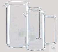 [5 503 001] (5 503 001) Becher, 1000 ml, hohe Form, mit Handgriff   Borosilikatglas, mit Teilung und Ausguss,  autoklavierbar, hitzebeständig   Ø 95 mm, H  180 mm,