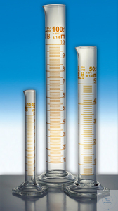 [3 705 010] Grad. cylinders, tall form, class B, 100 : 1,0 ml   with hexagonal base, made from DURAN components,   pack = 10 pcs.
