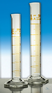[3 715 005 USP] (3 715 005 USP) Messzylinder, 50 : 1 ml, h.F., Klasse A, braun graduiert,  Sechskantfuß, konformitätsbescheinigt, USP,   hergestellt aus DURAN Komponenten  
