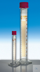 [3 751 200] Graduated cylinders 2000:50 ml, DIN-B,  with thread GL 45, with red screw cap with   PTFE seal, hexagonal base